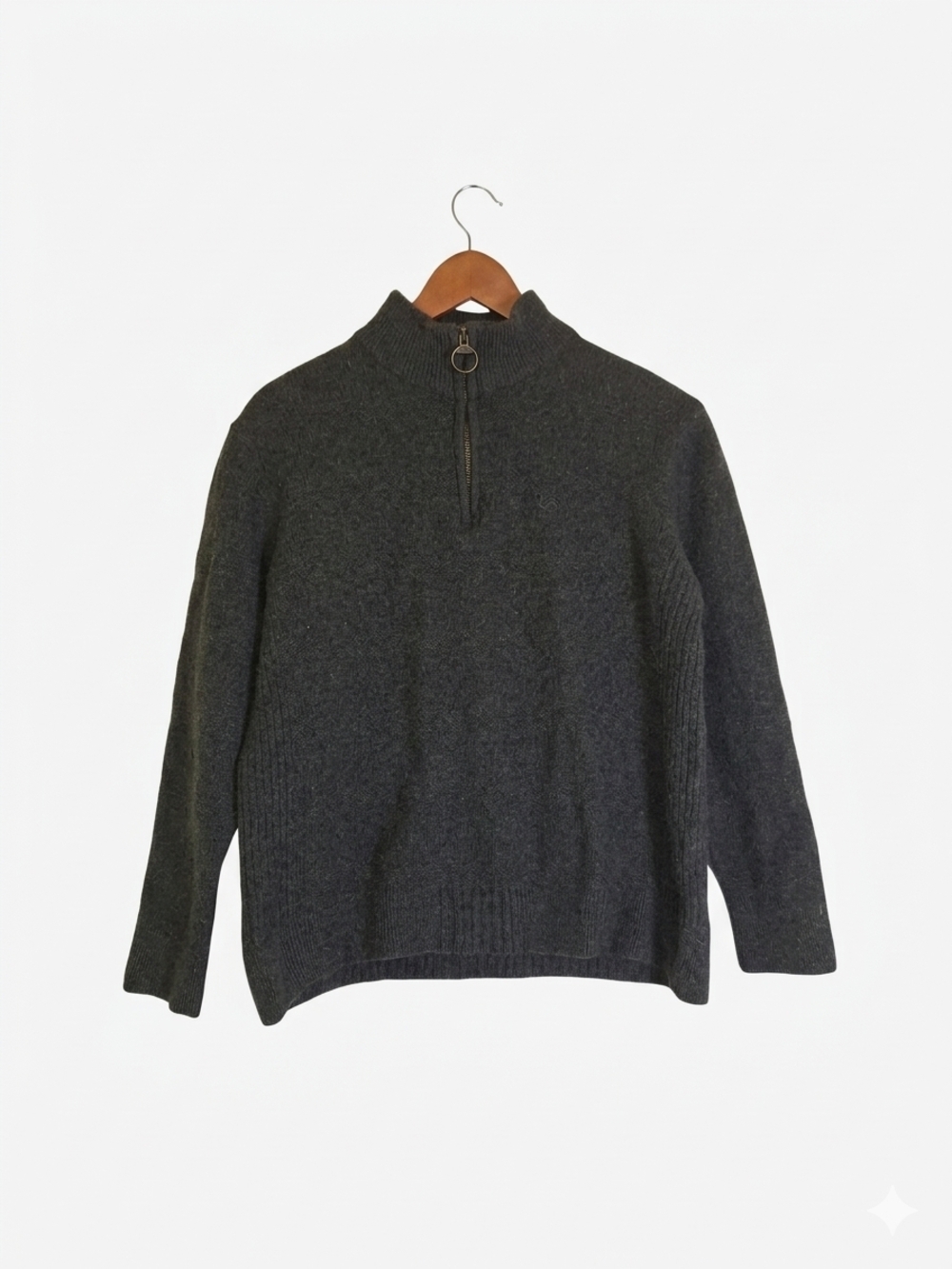 Barbour Men’s Grey Wool Blend Half-Zip Knit Pullover Sweater Size XL